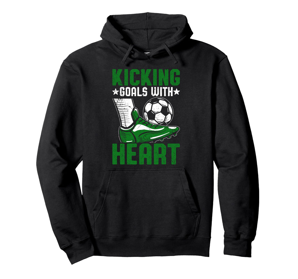 Soccer Kicking Goals Heart Player Motivation Hoodie - Trendy Graphic Unisex