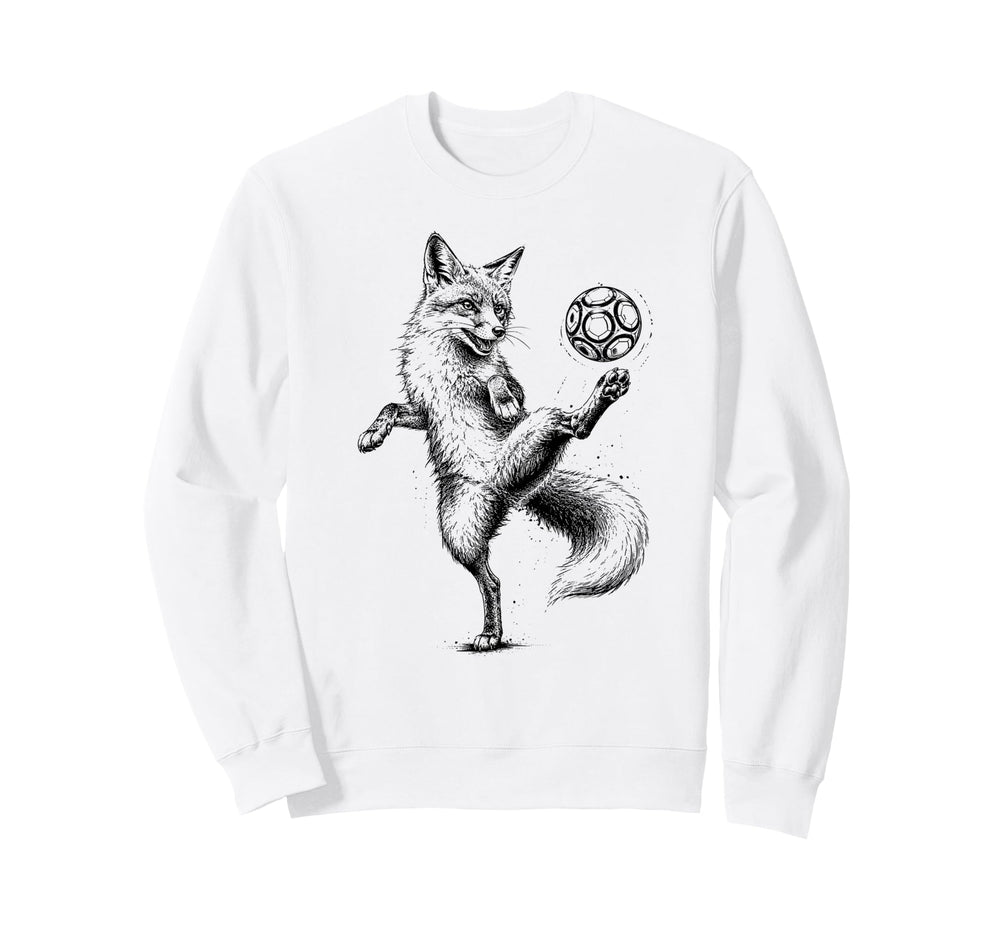 Funny Fox Freestyling Soccer Ball Sweatshirt - Novelty Apparel Unisex