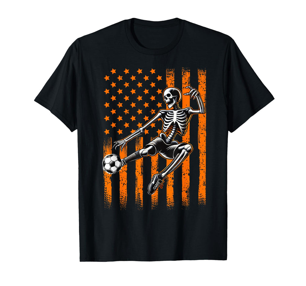 American Skeleton Soccer Player Usa T-Shirt - Graphic Print Men Women