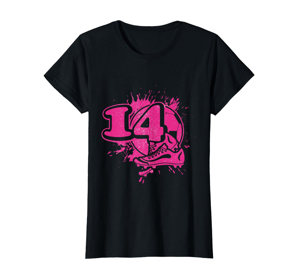 14Th Birthday Soccer Player T-Shirt - Fun Novelty Design Men Women