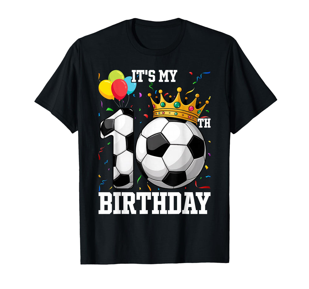 10 Years Old 10Th Birthday Soccer T-Shirt - Minimalist Print for Adults
