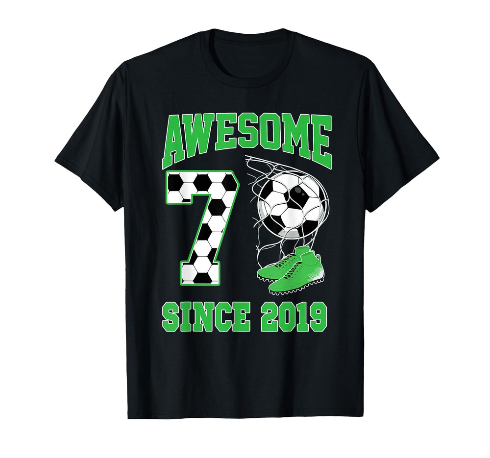 7 Year Old Awesome 7 Since 2019 Soccer T-Shirt - Unique Graphic for Adults