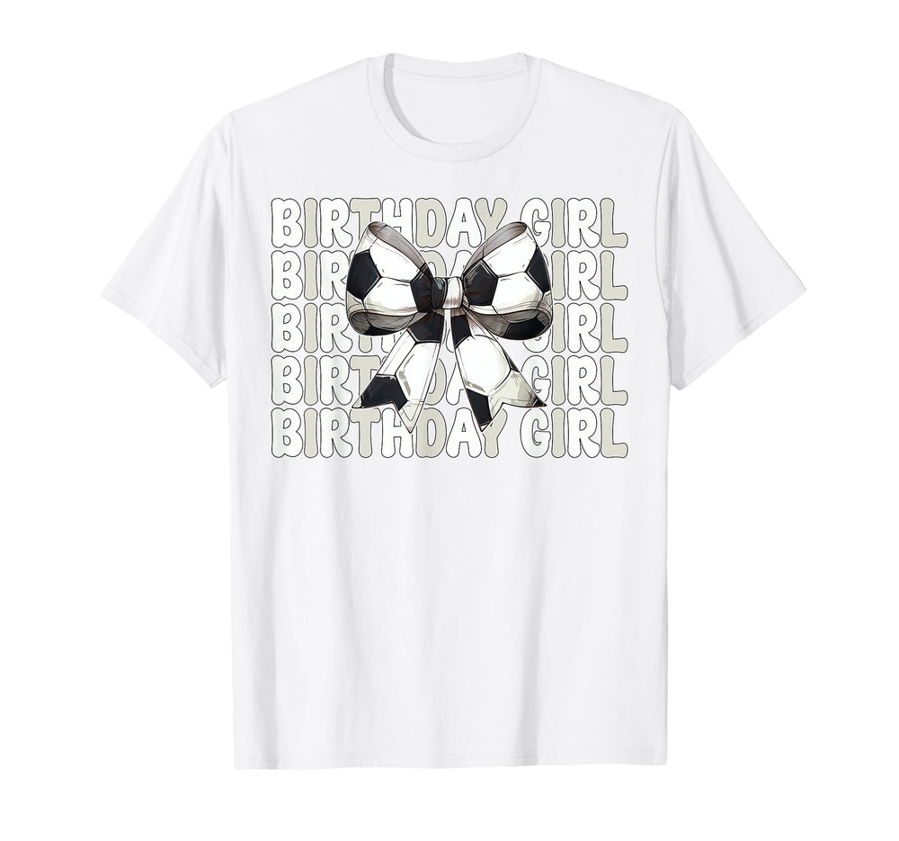 Birthday Soccer Coquette Bow T-Shirt - Custom Art Print for Adults