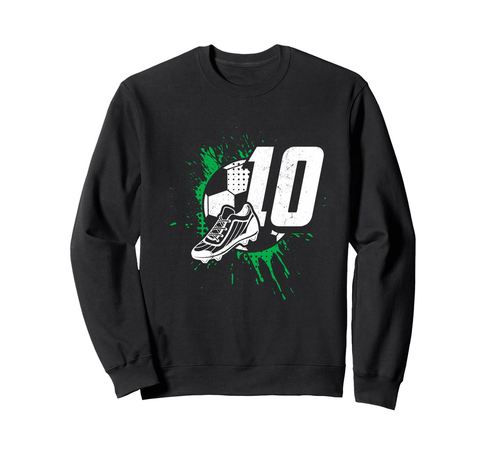 10Th Birthday Soccer Player Football Sweatshirt - Custom Art Print Unisex