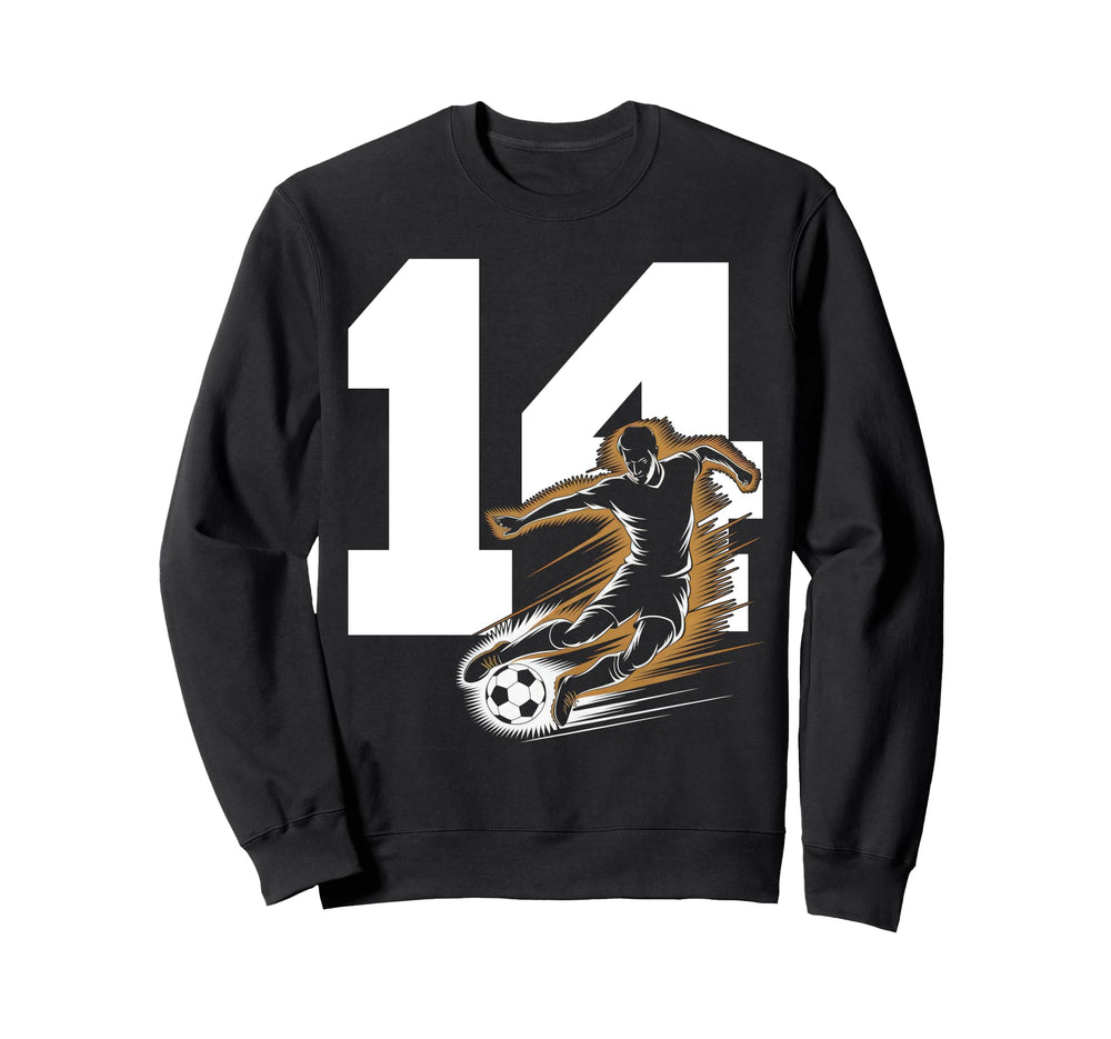 14 Soccer Birthday Gift Soccer Sweatshirt - Minimalist Print for Adults