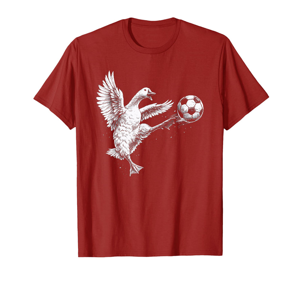 Funny Goose Volleys Soccer Ball T-Shirt - Fun Novelty Design for Adults