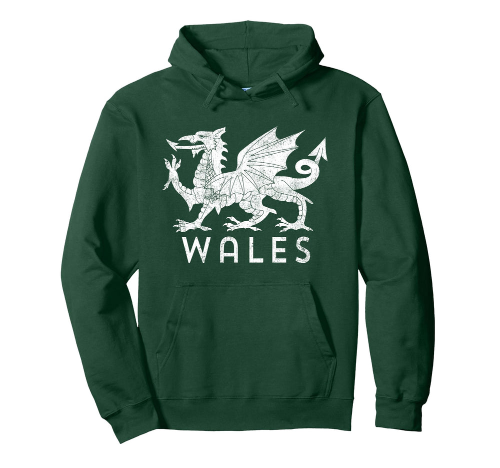 Distressed Rugby Welsh Cymru Flag Wales Hoodie - Trendy Graphic for Adults