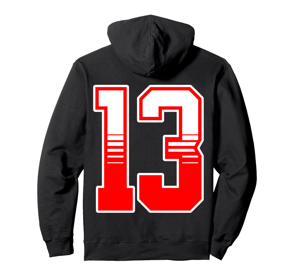 White Red Sport Team Number 13 Hoodie - Streetwear Style for Adults