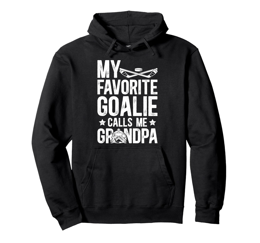 Proud Ice Hockey Goalie Grandpa Hockey Hoodie - Novelty Apparel for Adults