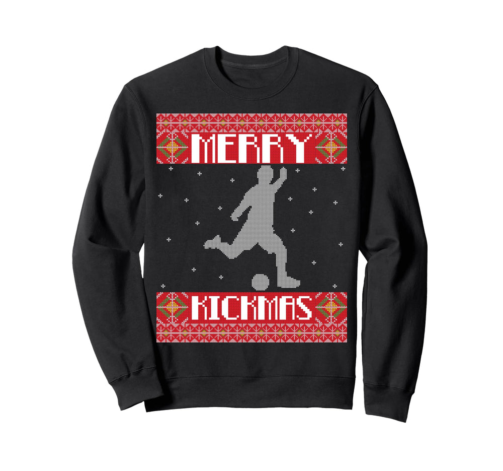 Merry Kickmas Football Player Sweatshirt - Novelty Apparel Men Women