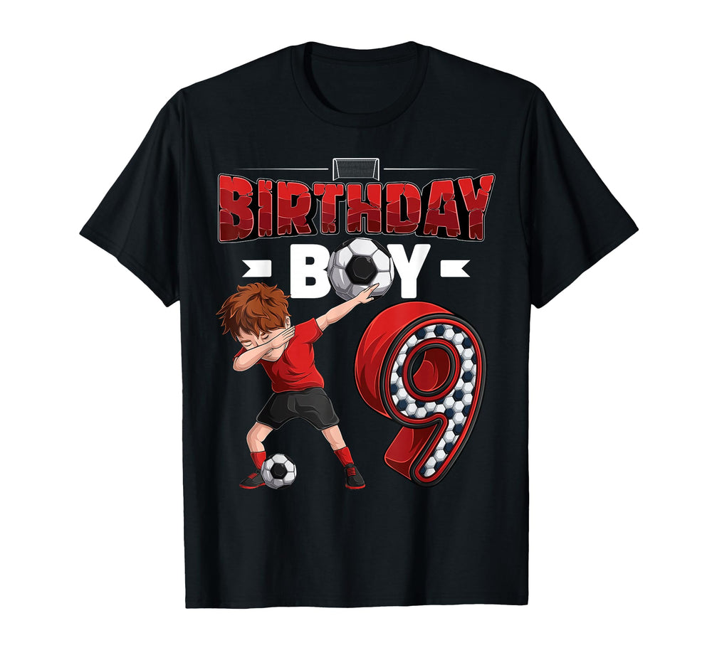 Dabbing 9 Year Old Soccer Player 9Th T-Shirt - Aesthetic Graphic Unisex