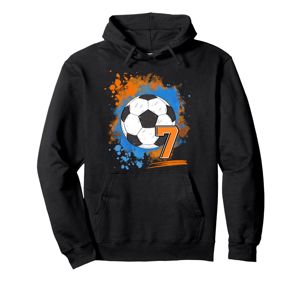 7Th Birthday 7 Years Old Soccer Ball Hoodie - Graphic Print Men Women
