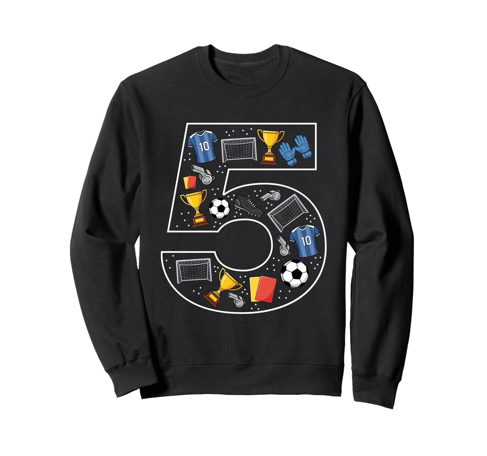 5Th Birthday 5 Year Old Football Soccer Sweatshirt - Unique Graphic Unisex