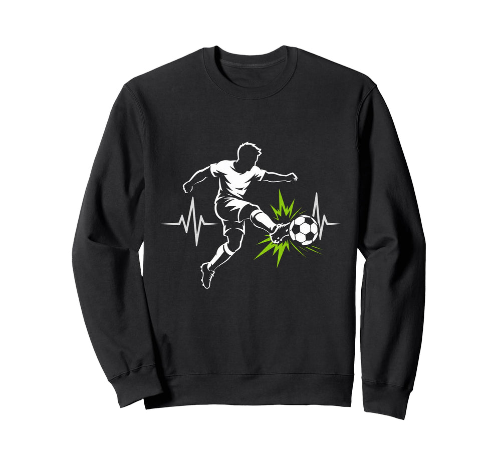 Energetic Soccer Player Heartbeat Sweatshirt - Trendy Graphic for Adults