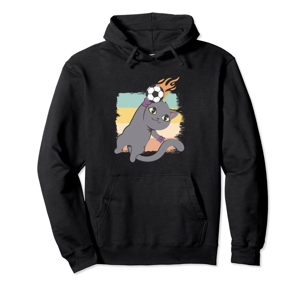 Cat As Soccer Player Goalie Colorful Hoodie - Custom Art Print Men Women