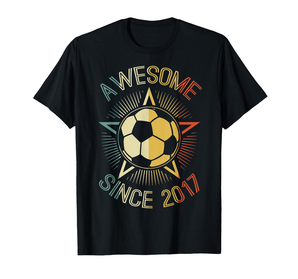 Awesome Since 2017 Soccer Birthday Team T-Shirt - Aesthetic Graphic Unisex