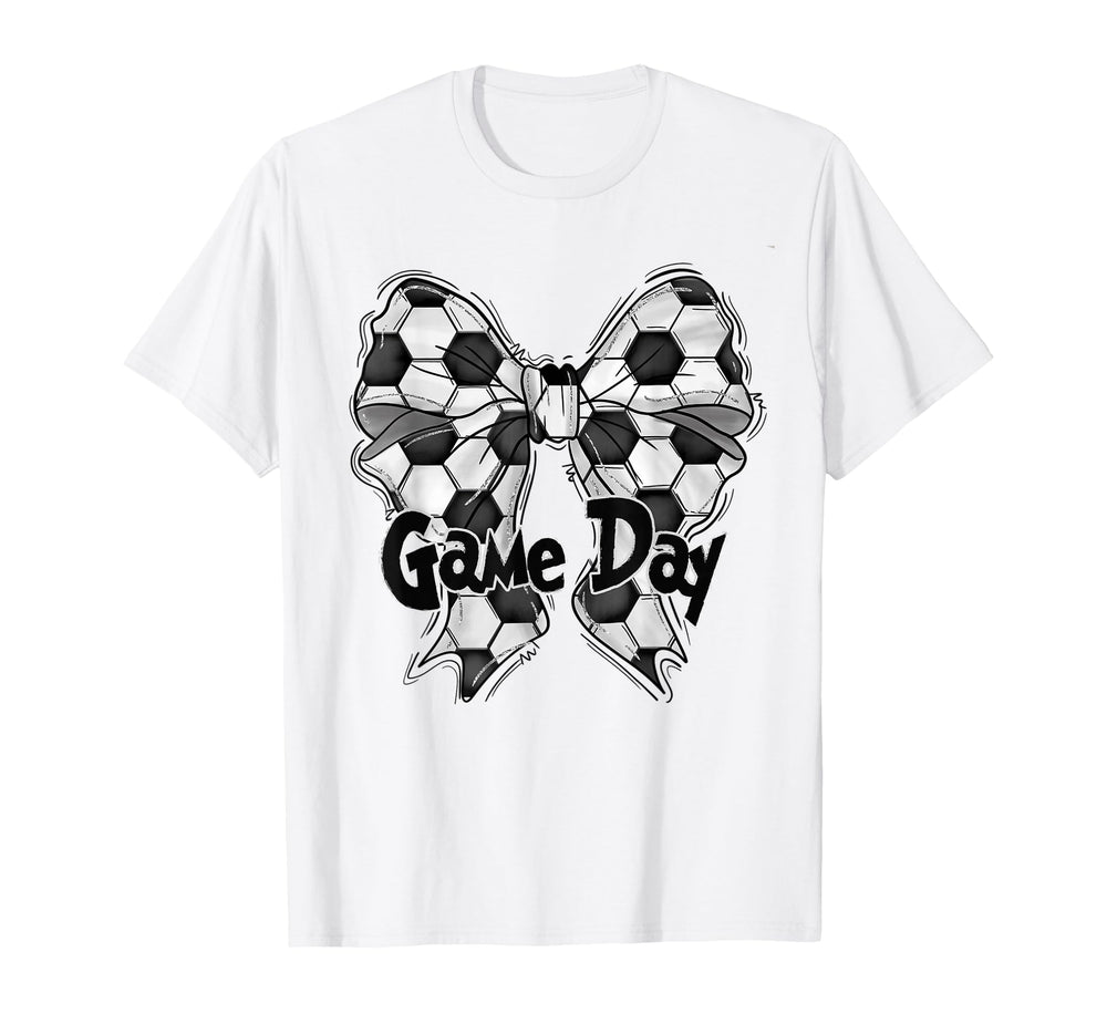 Coquette Bow Soccer Game Day Soccer Mom T-Shirt - Unique Graphic Unisex