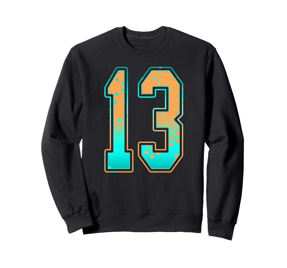 Mint Green Teal Orange Number Sweatshirt - Casual Everyday Wear Men Women