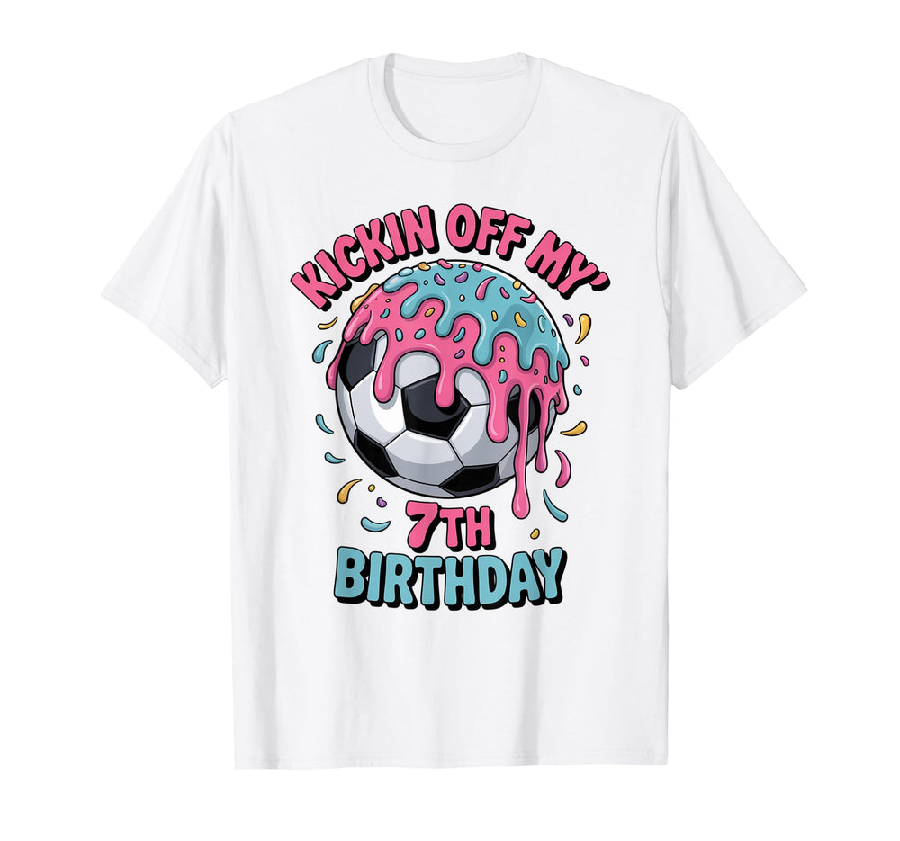 Soccer Birthday 7 Ice Cream Drip 7Th T-Shirt - Minimalist Print for Adults
