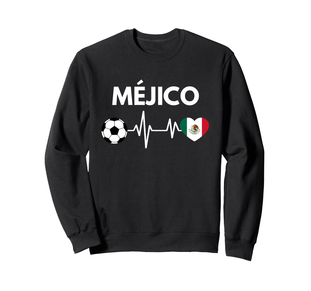 Mejico Flag Heartbeat Soccer Sweatshirt - Novelty Apparel Men Women