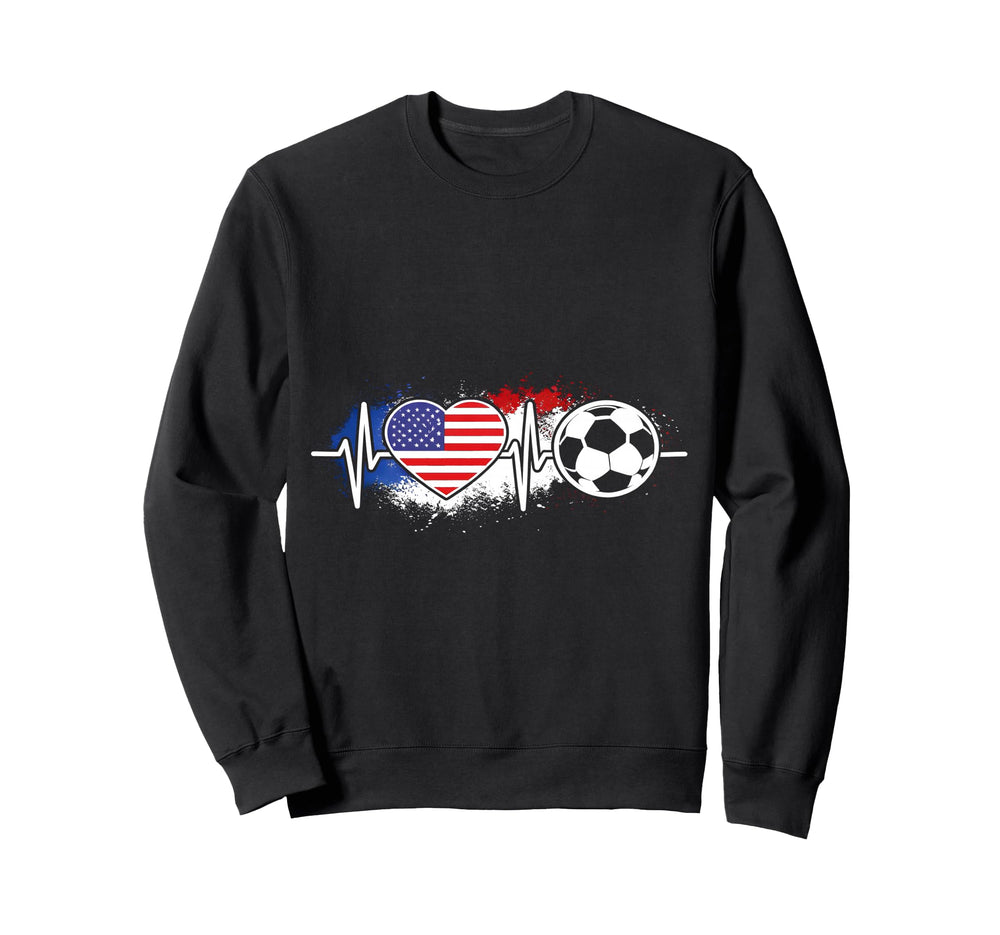 Usa Soccer Heartbeat American Flag Sweatshirt - Minimalist Print Men Women