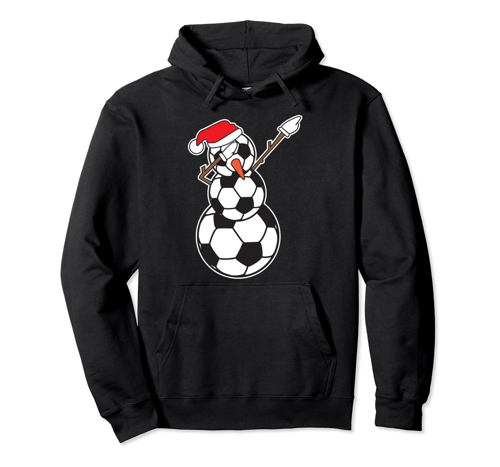 Dabbing Snowman Soccer Ball Funny Hoodie - Minimalist Print Men Women