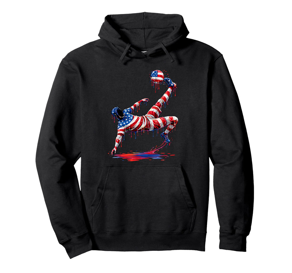 Soccer Drip American Flag 4Th July Hoodie - Aesthetic Graphic Unisex