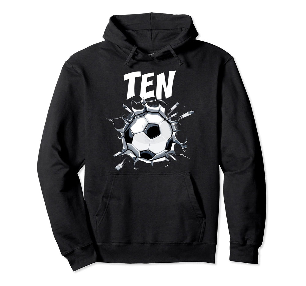 10 Year Old Soccer Birthday Party Theme Hoodie - Unique Graphic for Adults