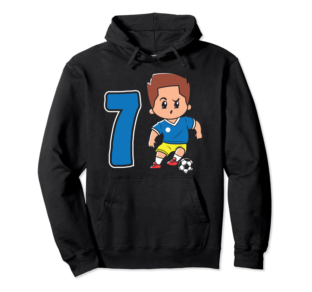7Th Birthday 7 Years Soccer Football Hoodie - Unique Graphic for Adults