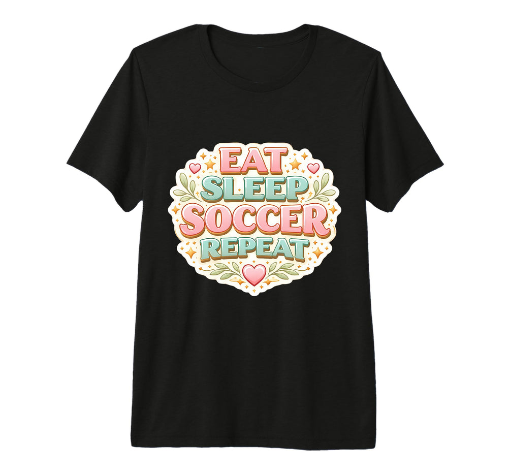 Eat Sleep Soccer Repeat Womens Floral T-Shirt - Graphic Print Men Women