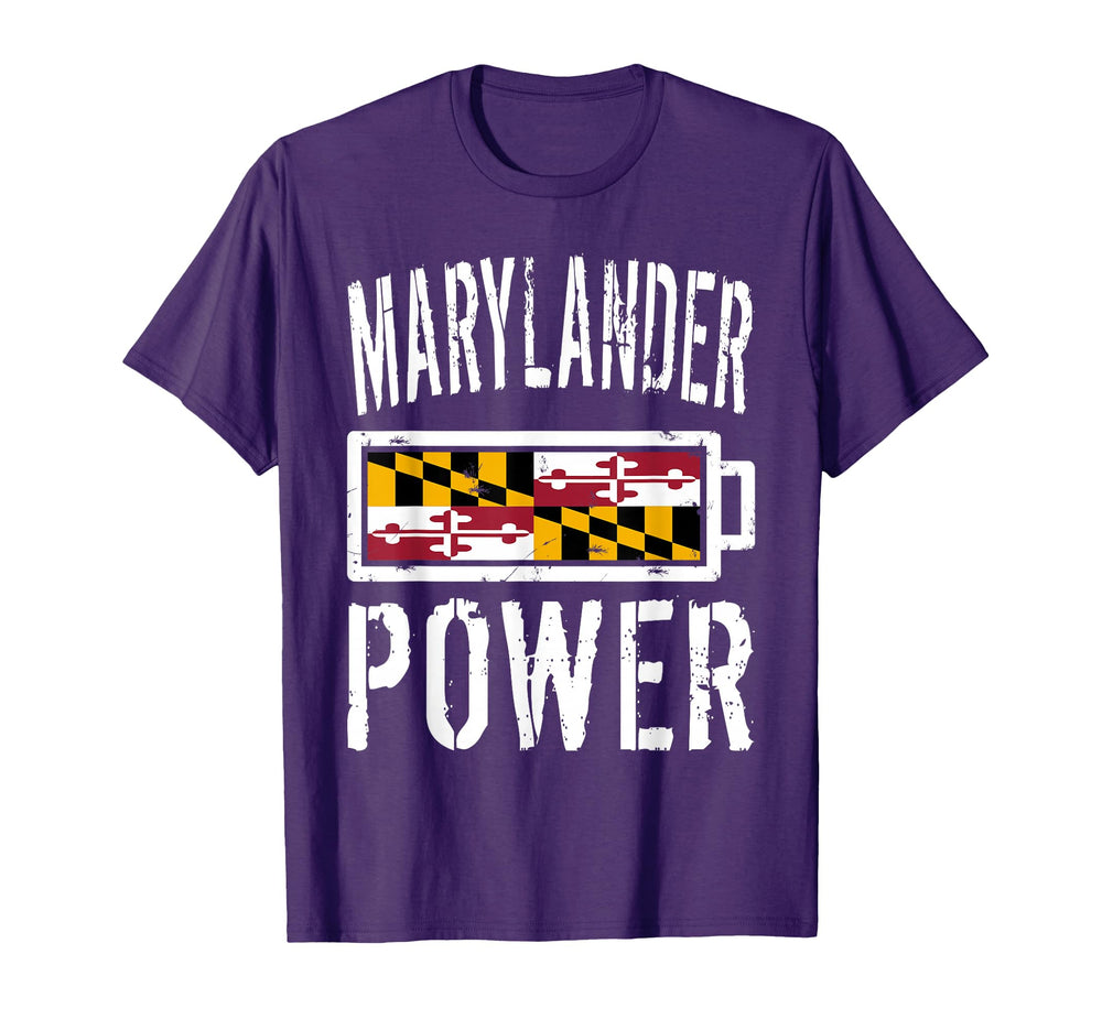 Maryland Flag Marylander Power Battery T-Shirt - Unique Graphic Unisex