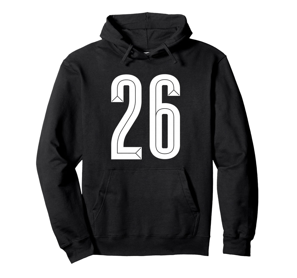 26 White Number 26 Sports Fan Soccer Hoodie - Minimalist Print for Adults