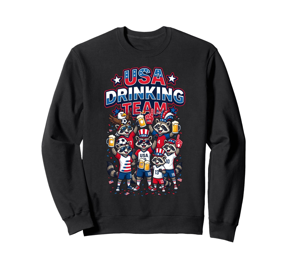 Usa Drinking Team Raccoon Soccer Sweatshirt - Fun Novelty Design Men Women