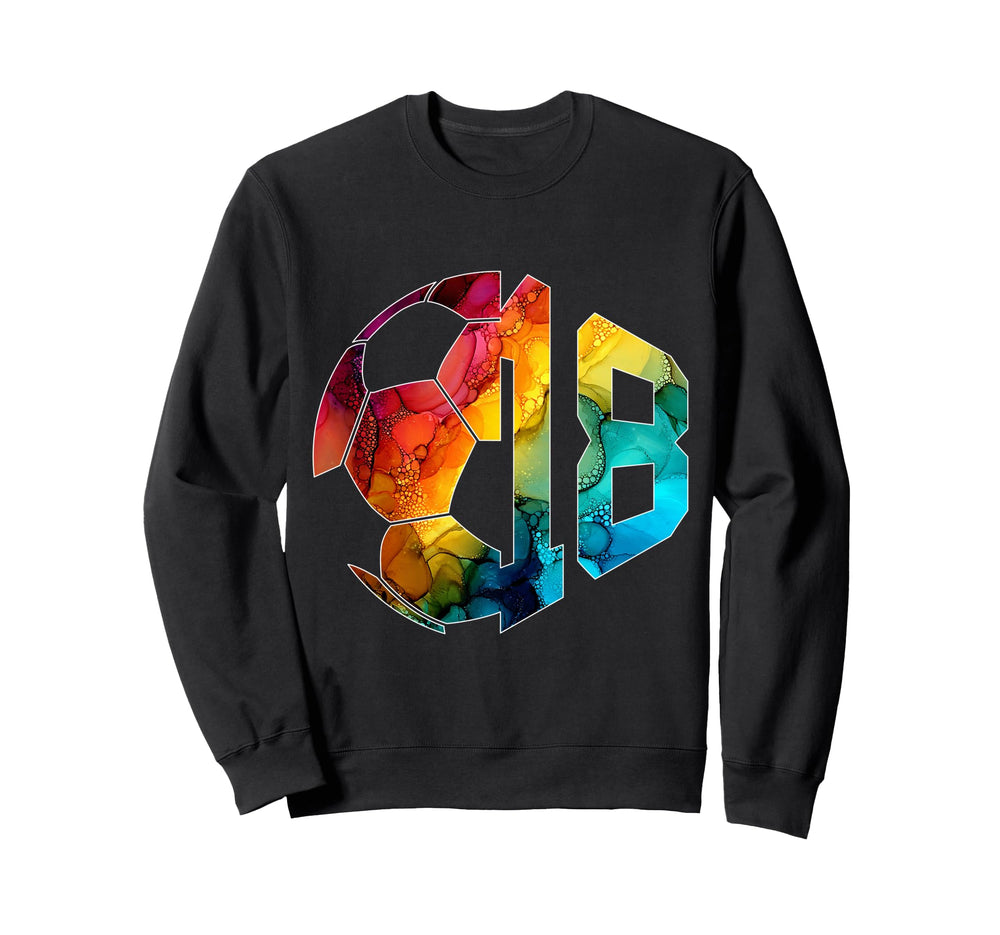 Number 18 Years Soccer 18Th Birthday Sweatshirt - Novelty Apparel Unisex