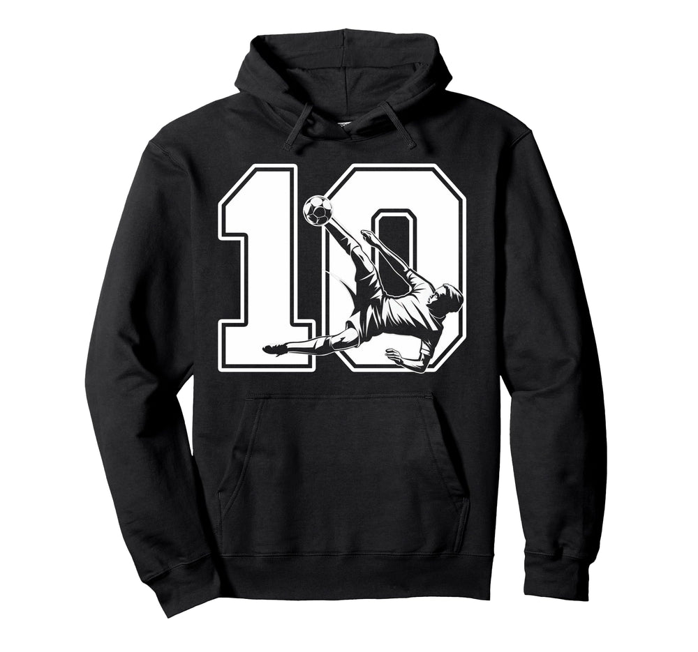 10 Soccer Birthday Gift Soccer Fan Hoodie - Minimalist Print Men Women