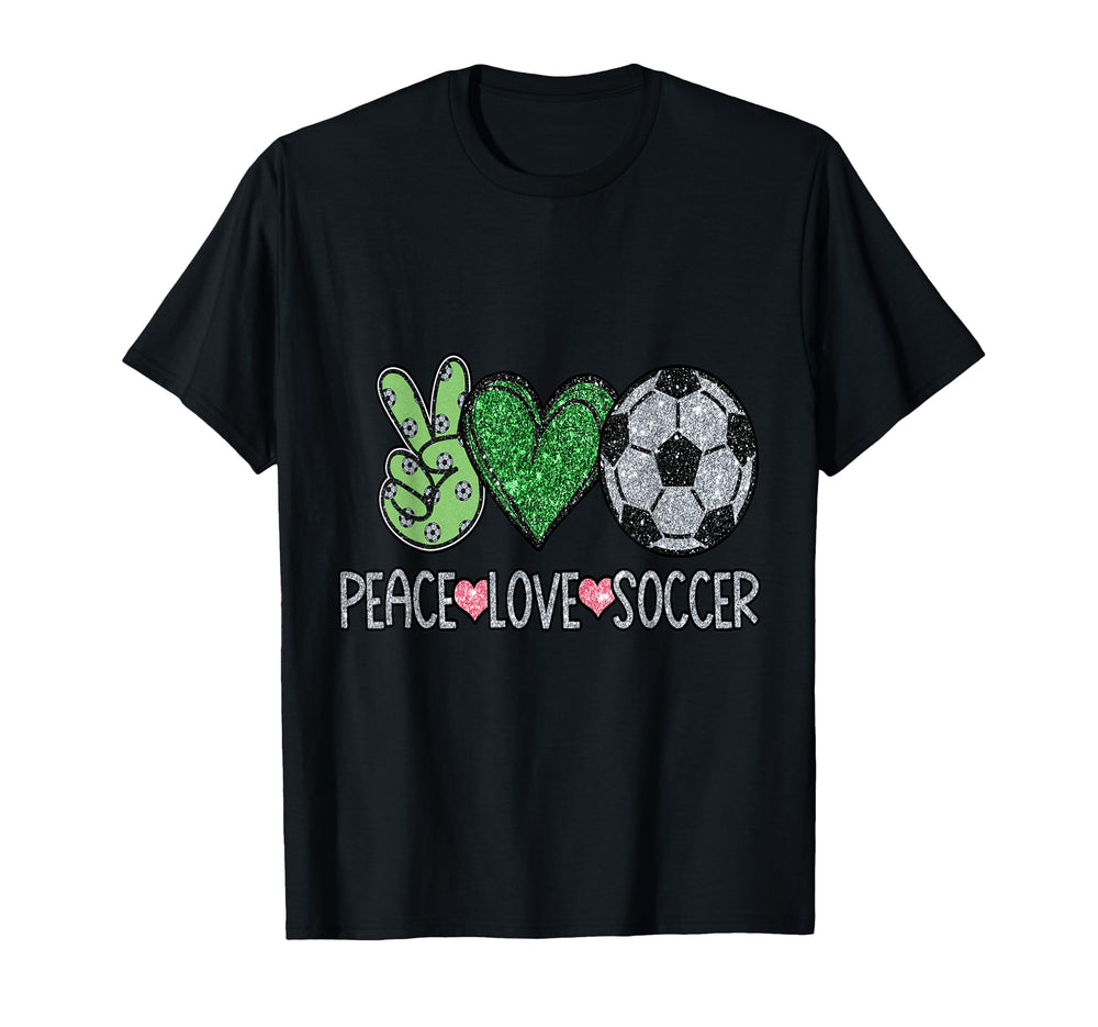 Peace Sign Love Soccer Ball Fan T-Shirt - Casual Everyday Wear Unisex