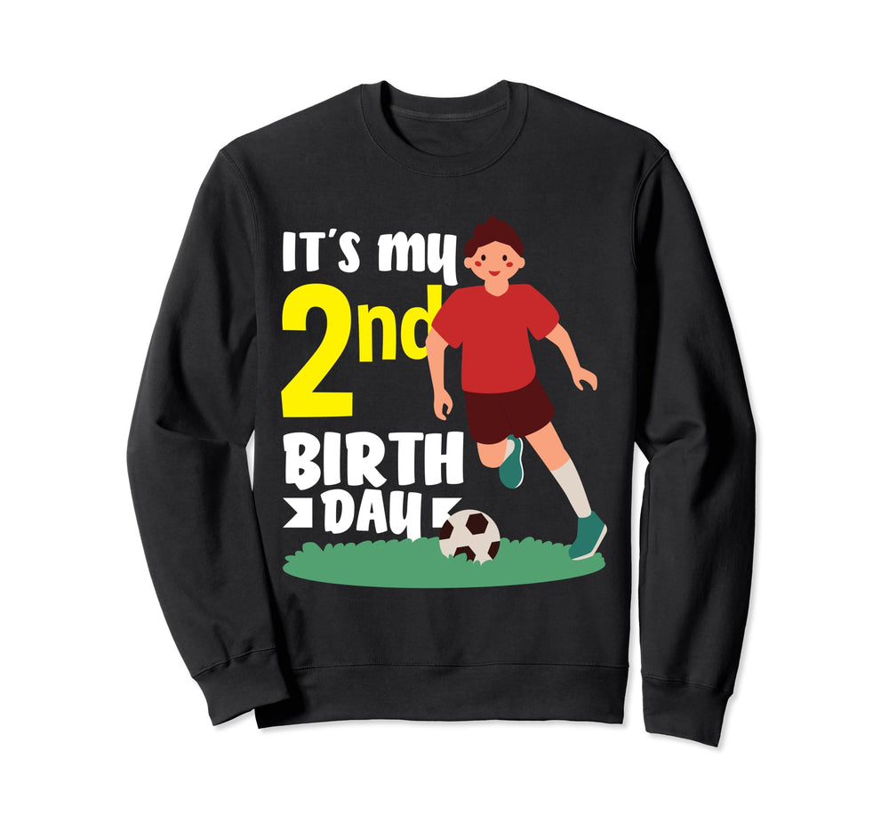 2Nd Birthday 2 Years Soccer Football Sweatshirt - Graphic Print Unisex