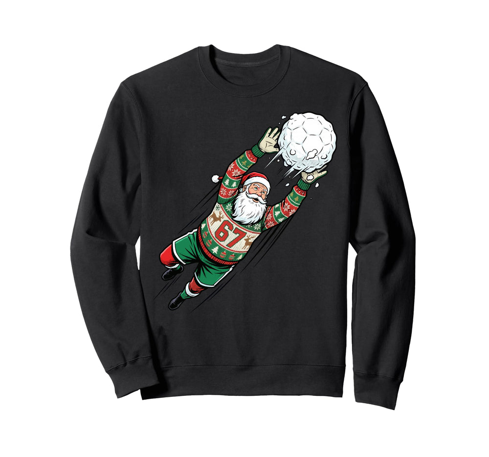 Santa 67 Soccer Goalie Ugly Funny Sweatshirt - Fun Novelty Design Unisex