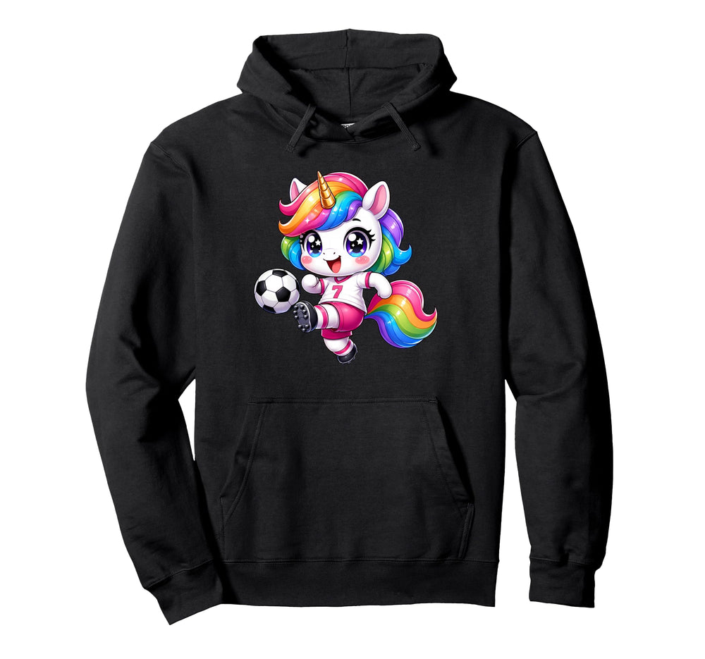 Kawaii Unicorn Playing Soccer Cartoon Hoodie - Streetwear Style for Adults