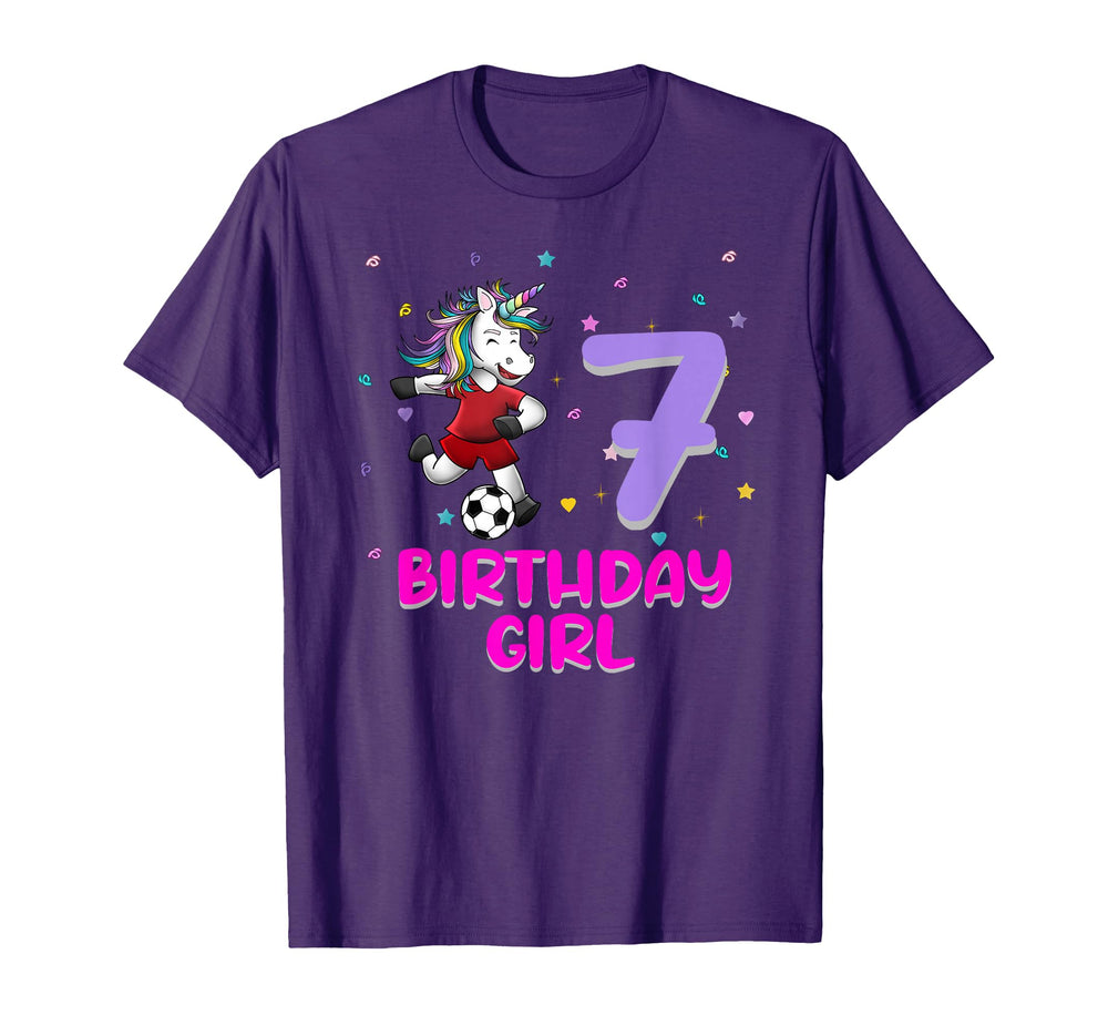 Unicorn Soccer 7Th Birthday Love Funny 7 T-Shirt - Novelty Apparel Unisex