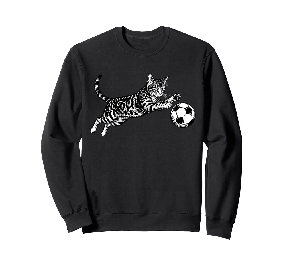 Soccer Cat Playing Ball Funny Sweatshirt - Custom Art Print Men Women