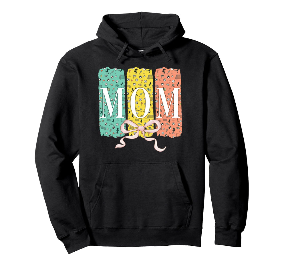 Soccer Mom Coquette Bow Soccer Ball Hoodie - Minimalist Print for Adults