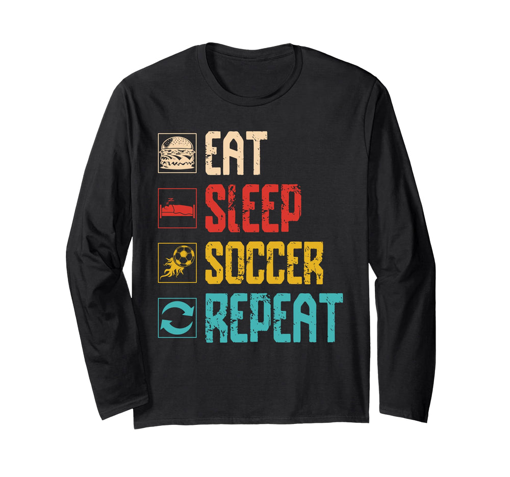Eat Sleep Soccer Repeat Sports Sweatshirt - Minimalist Print for Adults