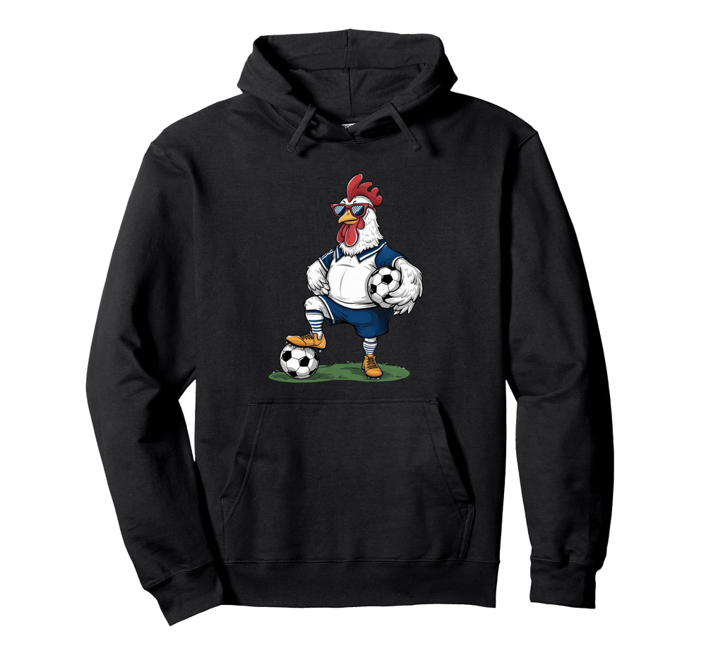 Funny Soccer Chicken Cartoon Sports Fan Hoodie - Aesthetic Graphic Unisex