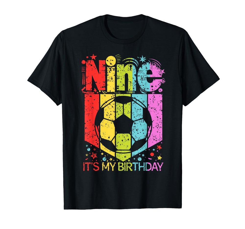 9Th Birthday Nine 9 Year Old Soccer T-Shirt - Fun Novelty Design Unisex
