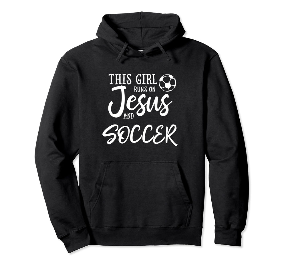 This Runs Jesus And Soccer Gift Hoodie - Casual Everyday Wear for Adults