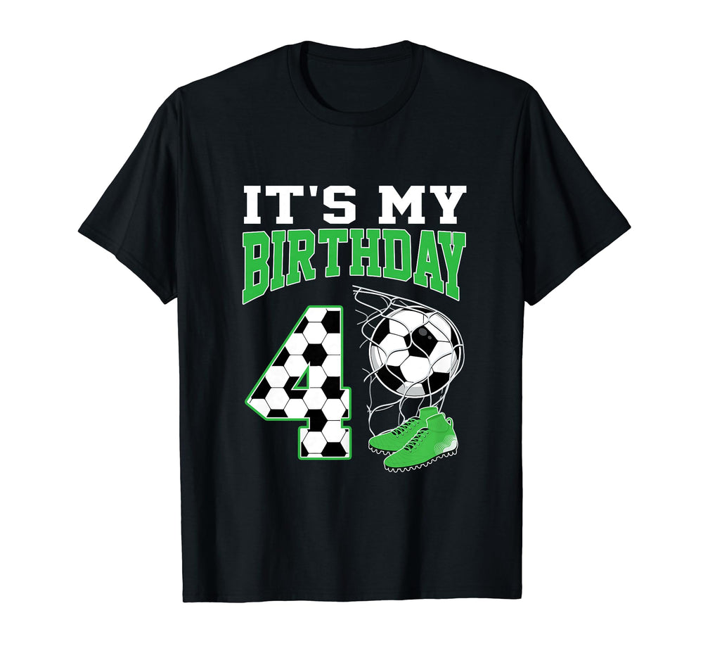 Its My 4Th Birthday Soccer Party 4 T-Shirt - Trendy Graphic for Adults