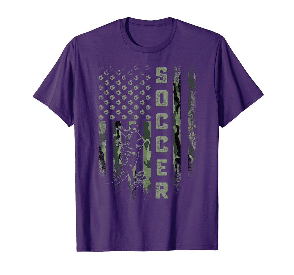 Usa Camouflage Flag Soccer Player T-Shirt - Fun Novelty Design for Adults