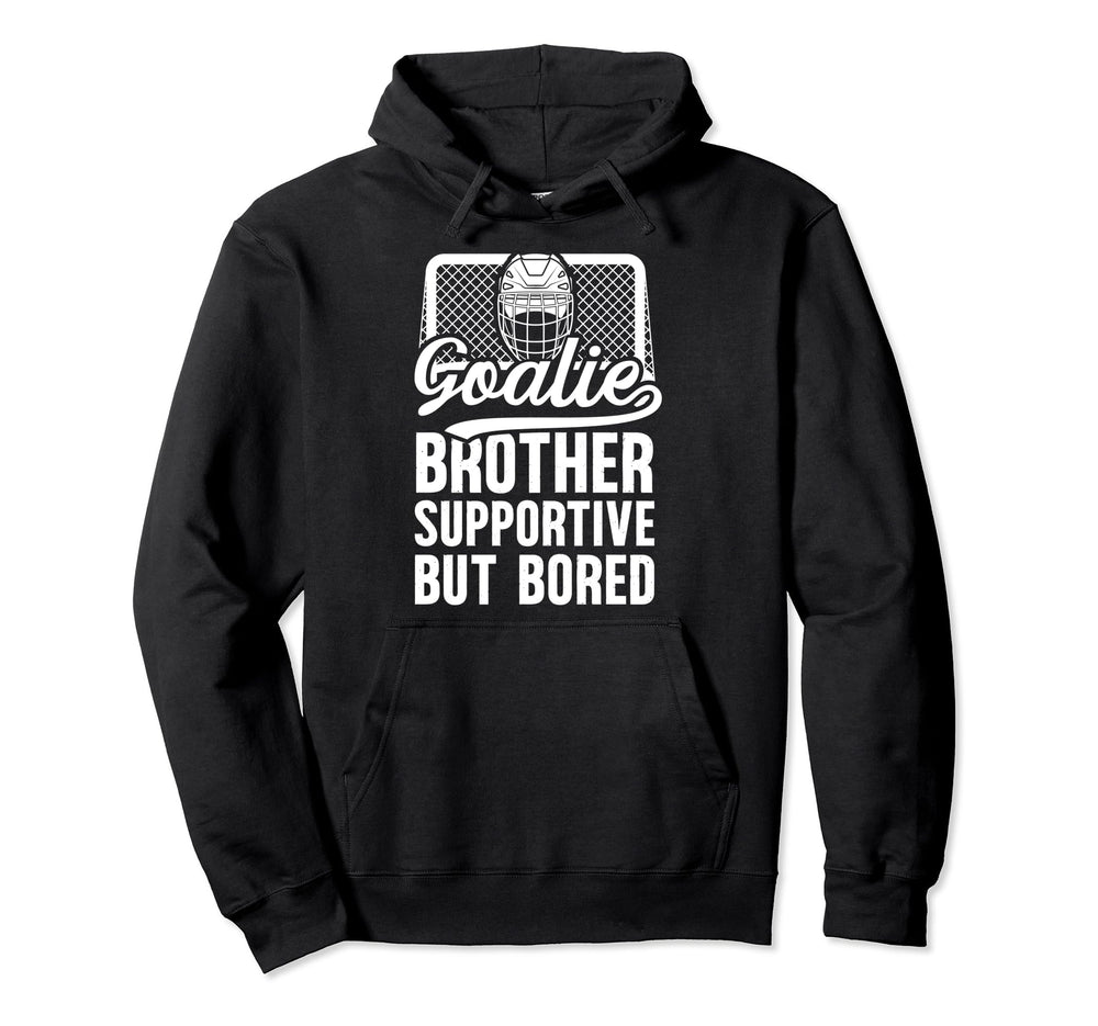 Hockey Goalie Brother Supportive Hoodie - Minimalist Print for Adults