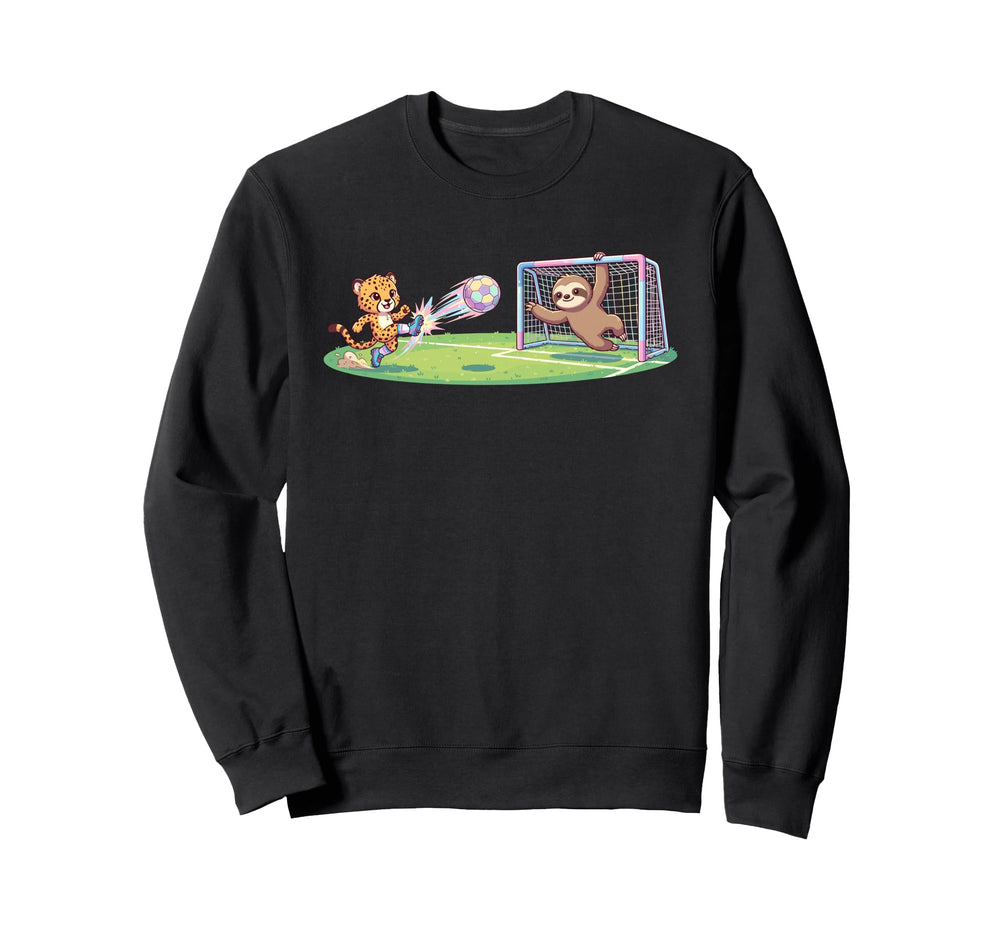 Cheetah Kicks Ball Sloth Goalie Sweatshirt - Streetwear Style for Adults